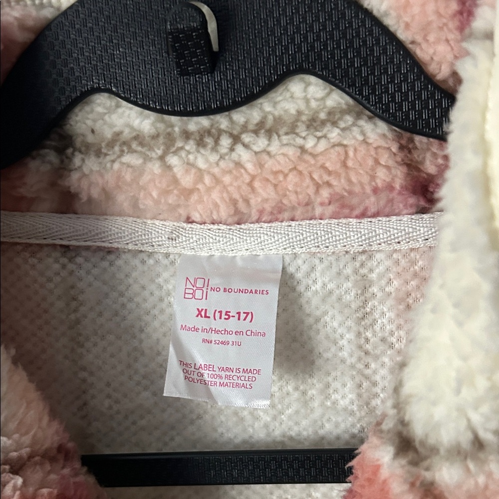 No Boundaries Pink and Cream Fleece Jacket